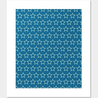 Blue Stars Seamless Pattern 009#001 Posters and Art